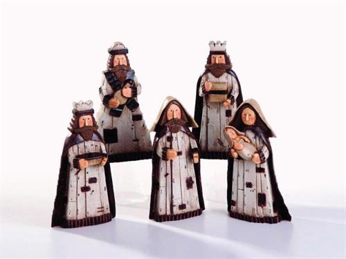 SET 5PZ NATIVITA' RESINA WOOD EFFECT CM27 BEIGE