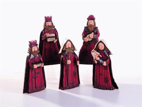 SET 5PZ NATIVITA' RESINA WOOD EFFECT CM27 ROSSO