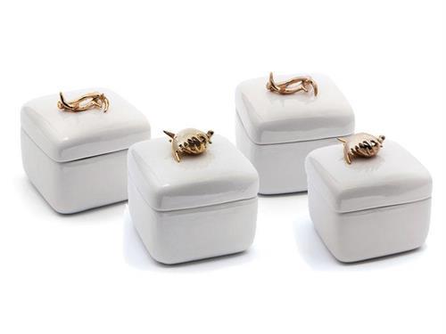 BOX PORCELLANA GOLD ANTLER CM15X12 ASS BIANCO  LUCIDO/MATT