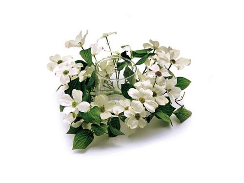 CENTROTAVOLA PORTACANDELA C/CORNIOLO D36 H18  BIANCO