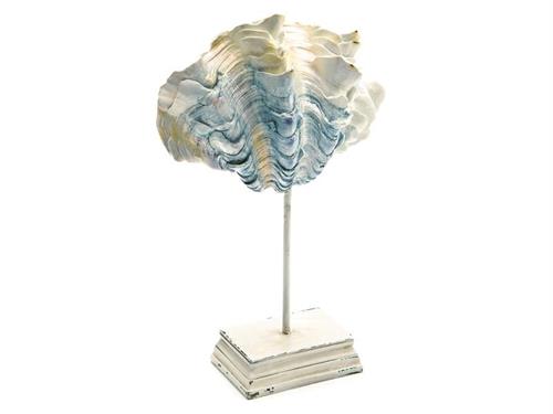 CONCHIGLIA RESINA SU BASE LEGNO D26 H38 AZZURRO