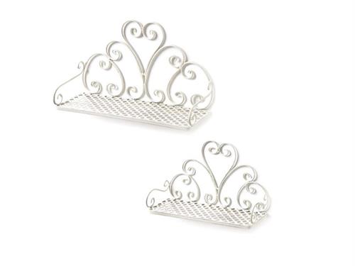 SET 2PZ MENSOLE METAL CM51X18X30-42X14X25 BIANCO