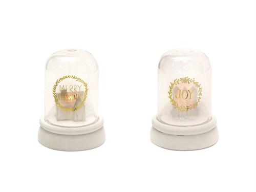 CLOCHE VETRO C/CASETTA LUMINOSA E NEVE CM9X911 ASS BIANCO