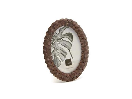 PORTAFOTO OVALE BRAID CM18X23 CUOIO