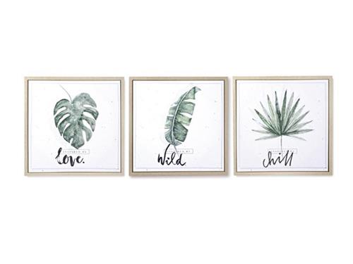 QUADRO TELA LEAVES CM60X60 ASS VERDE