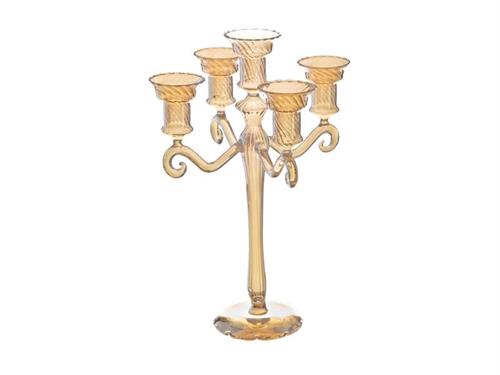 CANDELABRO VETRO HELEN X5 CM24X24X33 AMBRA