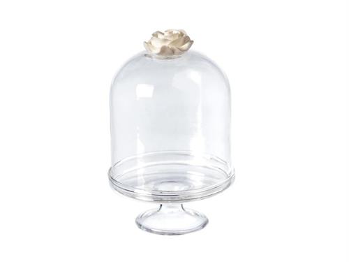 MINI CLOCHE VETRO ROSE C/PIEDE CM7X10 TRASPARENTE