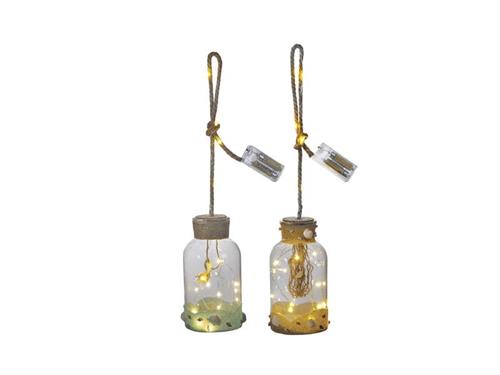 BOTTIGLIA VETRO BEACH C/LED CM11X20 ASS