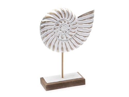 CONCHIGLIA LEGNO SU BASE CM20X28 BIANCO
