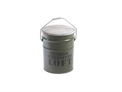 BIDONE LATTA INDUSTRIAL C/COPERCHIO E MANICO CM30X30X36 VERDE MILITA