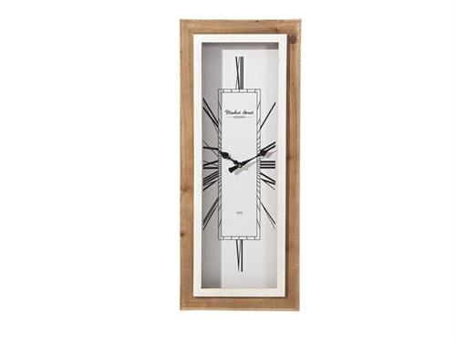 OROLOGIO RETTANGOLARE MARKET STREET CM33X80 LEGNO/BIANCO