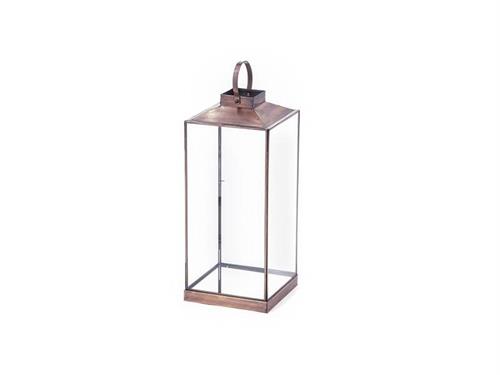 LANTERNA METAL C/BASE SPECCHIO CM22X22X50 ANTIQUE COPPER
