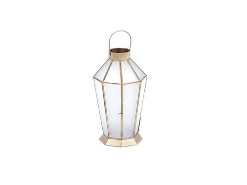 LANTERNA METAL FOGGY GLASSES CM22X22X39 ORO/BIANCO