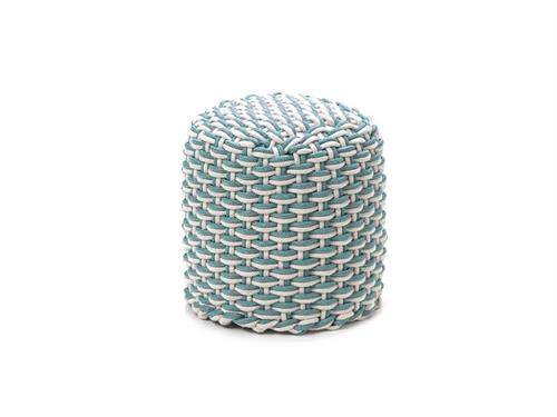 POUFF TONDO CM38X40 CORDA AZZURRO-BIANCO