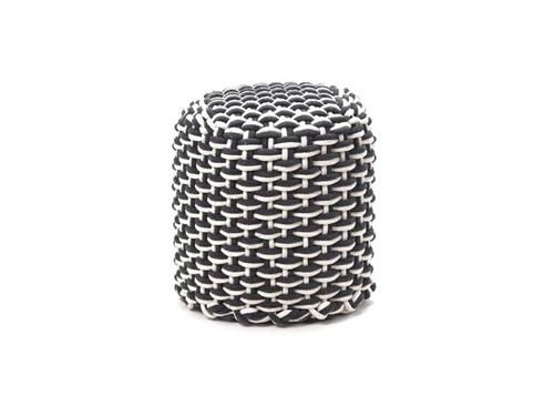 POUFF TONDO CM38X40 CORDA GRIGIO-BIANCO