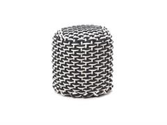 POUFF TONDO CM38X40 CORDA GRIGIO-BIANCO
