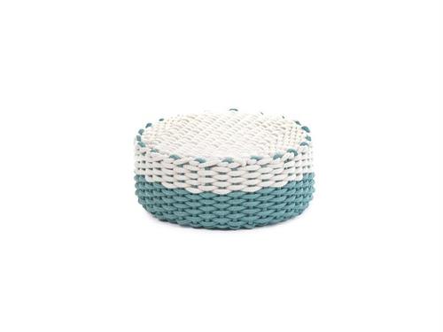 POUFF TONDO BASSO CM44X18 CORDA AZZURRO-BIANCO