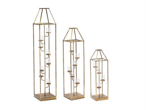 SET 3PZ CANDELIERI TOWER IN METALLO CM27X27X100-31X31X140-35X35X180