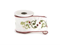 NASTRO DECORATIVO HOLLY 4,5MT H10 CM BIANCO-VERDE