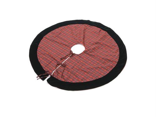 COPRI BASE ALBERO TARTAN C/BORDO VELLUTO CM120 VERDE-ROSSO