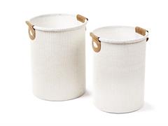 SET 2PZ CESTI TONDI COTTON CM42X55-39X52 BIANCO