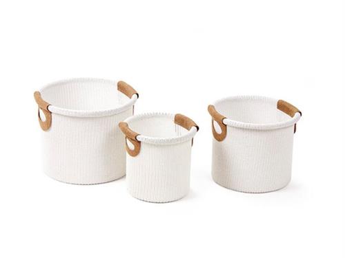 SET 3PZ CESTI TONDI COTTON CM33X28-28X25-23X23 BIANCO