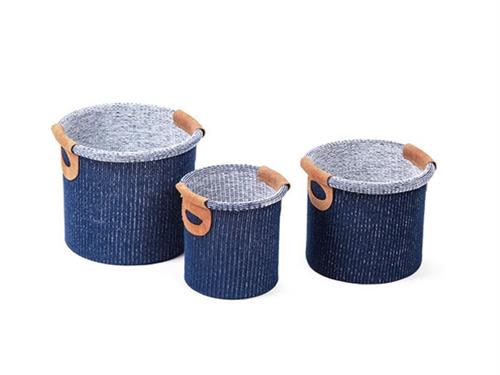 SET 3PZ CESTI TONDI COTTON CM33X28-28X25-23X23 BLU