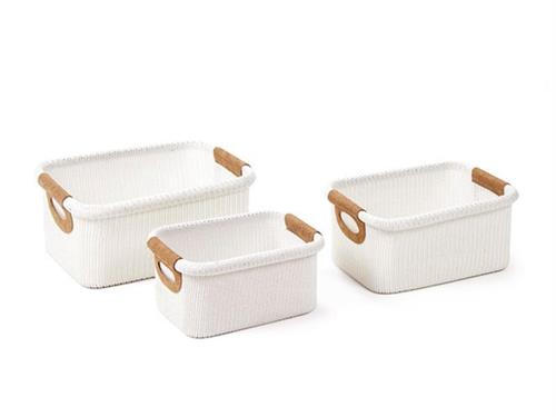 SET 3PZ CESTI RETTANGOLARI COTTON CM43X31X20-38X28X19-33X23X16 BIANC