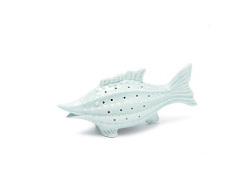 PESCE PORCELLANA C/LED A BATT. D20 H9 AZZURRO