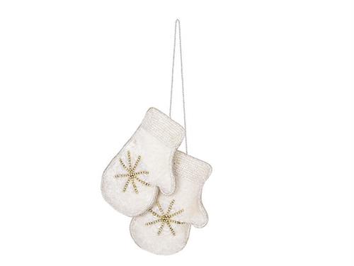 DECORAZIONE IMBOTTITA GLOVES PERLINE D10 H15 BIANCO