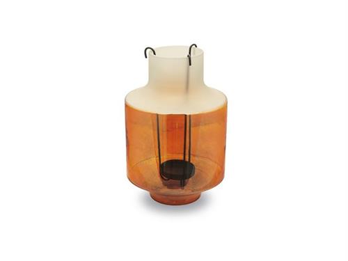 VASO VETRO AMBER D23 H36 C/PORTACANDELA ARANCIO/BIANCO