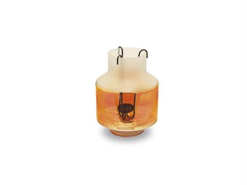 VASO VETRO AMBER D20 H28 C/PORTACANDELA ARANCIO/BIANCO