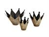 SET 3PZ CORONE METAL 23X15-17X14-11X12 ANTIQUE GOLD