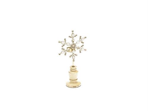 PORTA TEALIGHT SNOWFLAKE DIAMOND C/BASE LEGNO H21 ORO