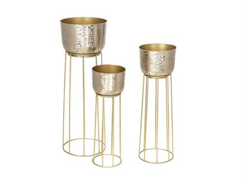 SET 3PZ VASI ALLUMINIO NOVIA C/ALZATA CM 28X82-22X70-20X60 ORO