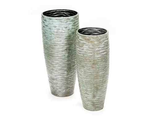 SET 2PZ VASI ALLUMINIO TOSCA CM 33X33X71-26X26X64 SUGAR BLUE