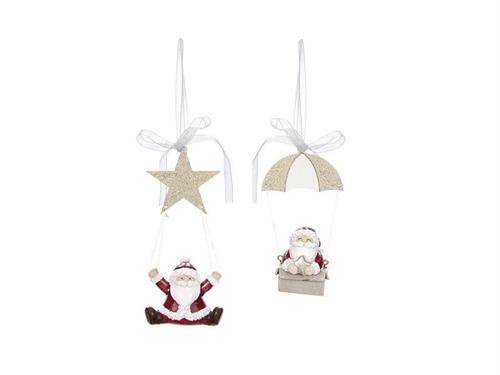 DECORAZIONE PENDENTE RESINA FLYING SANTA D7 H14 ASS