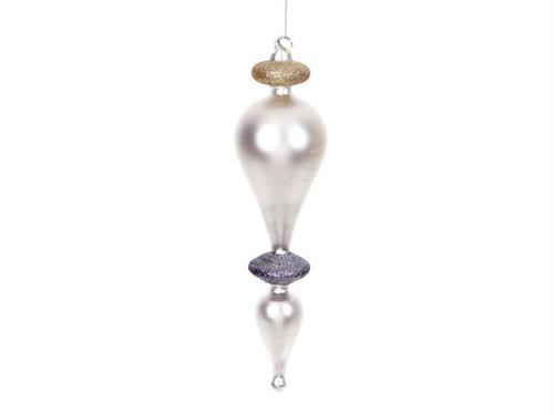 PENDENTE VETRO STYLISH D9 H33 BIANCO PERLA/ORO/GRIGIO