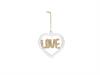 DECORAZIONE VETRO CUORE LOVE D9 H10 GLITTER TRASPARENTE/ORO