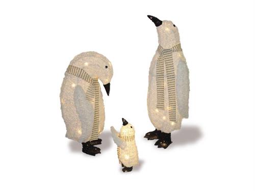 SET 3PZ PINGUINI FAMILY C/10-35-35 LUCI LED A BATT (8xAA)35-60-76 BI