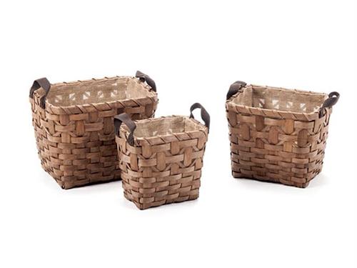 SET 3PZ CESTI TRESSER RETTANGOLARI C/JUTA E MANICI CM39X31X30-33X25X