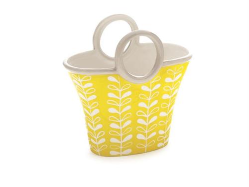 VASO BORSA CERAMICA POIS CM23X14X23 GIALLO/GRIGIO