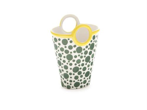 VASO BORSA CERAMICA POIS CM15X12X21 VERDE/GIALLO