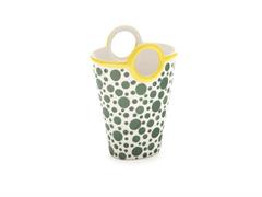 VASO BORSA CERAMICA POIS CM15X12X21 VERDE/GIALLO
