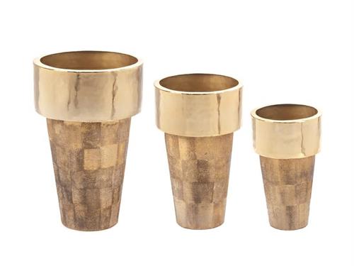 SET 3PZ VASI ALLUMINIO CADRES CM46X72-38X63-31X49 ORO