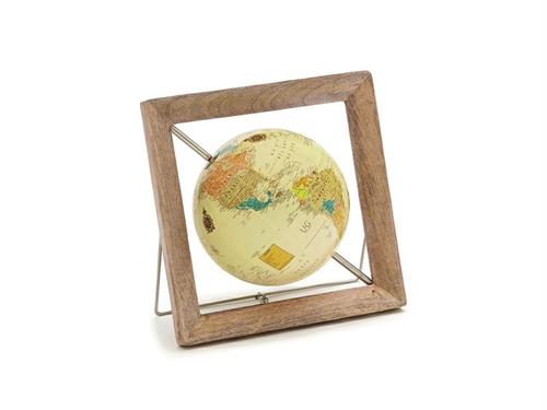 MAPPAMONDO SQUARED C/CORNICE LEGNO D32 H32 BEIGE