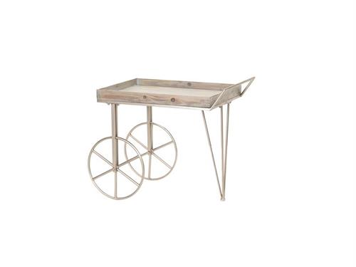 CARRETTO C/2 RUOTE CM80X50X70 METALLO E LEGNO CHAMPAGNE