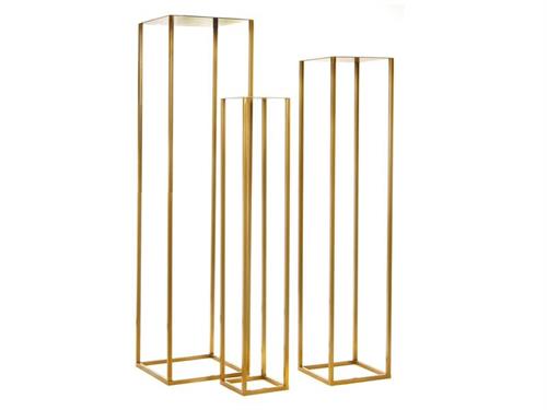 SET 3PZ COLONNE METAL KD CM40X40X180 - 35X35X160 - 30X30X140 ORO