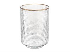 BUGIA VETRO PIXEL C/BORDO ORO D18 H26 TRASPARENTE