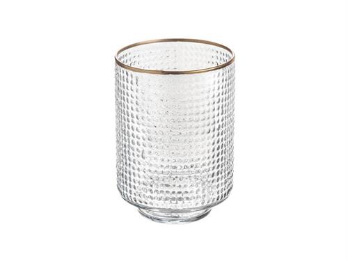 BUGIA VETRO PIXEL C/BORDO ORO D15 H21 TRASPARENTE